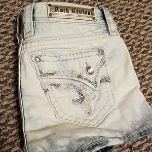 Rock revival shorts size 27 light wash denim